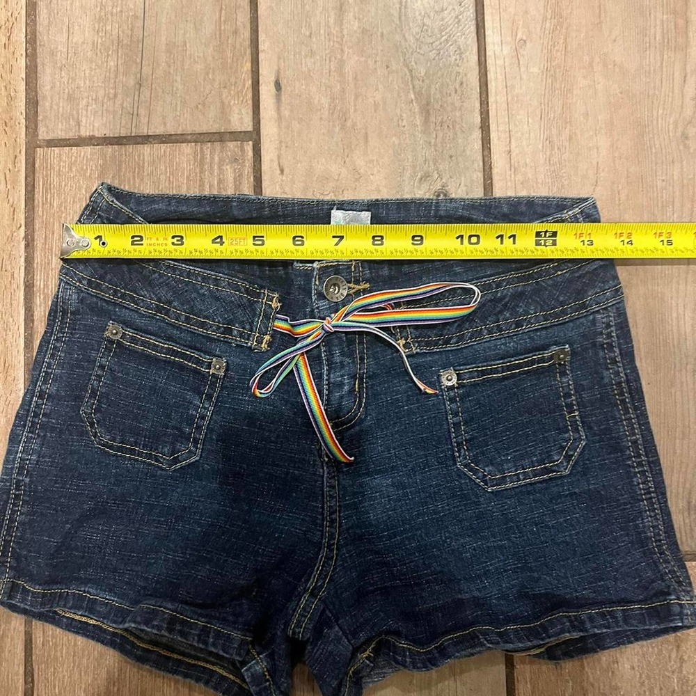 vintage route 66 denim shorts with a rainbow drawstring - Picture 3 of 5